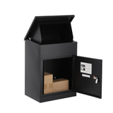 Garvee Package Delivery Boxes Galvanized Steel Lockable Parcel Mailbox IPX3 Waterproof Wall Mounted 17.3x13.8x22.8 in Black