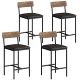 Garvee Bar Stools Set of 4, Kitchen Bar Stools with Footrest, 25.5 Inches Upholstered Bar Chairs with Back, 4 Counter Height Barstools for Counter Bar, Island, Easy Assembly, Rustic Brown - Brown