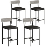 Garvee 25.5 Inches Bar Stools Set of 4 with Footrest, PU Upholstered, Back Support, Easy Assembly, for Kitchen Counter Island, Gray - Grey