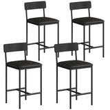 Garvee 25.5 Inches Bar Stools Set of 4, Kitchen Bar Stools with Footrest, PU Upholstered Bar Chairs, Easy Assembly, Black - Black