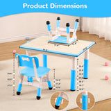 Garvee Adjustable Height Kids Table and 4 Chairs Set – Durable Plastic Activity Furniture for Ages 2-10 with Multi-Purpose Graffiti Desktop and Non-Slip Legs – Perfect for Study room, Daycare, Home – Blue - Blue
