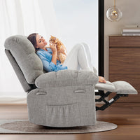 Fauteuil inclinable à bascule Garvee, fauteuil à bascule pivotant à 306° pour salon, fauteuil de nurserie en tissu rembourré avec poches latérales pour petits espaces, fauteuil inclinable simple Lazy Boy à cadre en acier q235