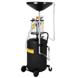 Garvee 20 Gallon Waste Oil Drain Tank, Air Operated Portable Oil Drainer with Adjustable Funnel and Measuring Cup, Fluid Fuel Transfer Drainage with Wheels, Oil Change Container for Automotive Workshops - Black
