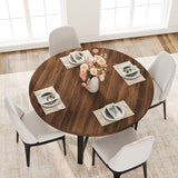 Garvee 47" Round Dining Table, Industrial Dinner Table for 4 to 6, Wooden Kitchen Table with Sturdy Metal Frame & Rustic Brown Finish, Circle Kitchen Table for Dining Room, Kitchen （No Chairs） - Brown