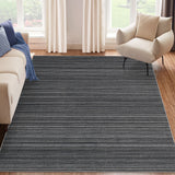 Garvee Modern Black Striped Washable Area Rug - Low Pile Non-Slip Contemporary Carpet - Ultra Soft, Collapsible, Mark Resistant Floor Mat for Living Room, Bedroom, Nursery, Dining Room - Black, 9x12ft (274x366cm) - Striped|Black