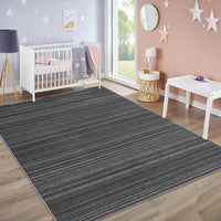 Garvee Modern Black Striped Washable Area Rug - Low Pile Non-Slip Contemporary Carpet - Soft, Collapsible, Mark Resistant Floor Mat for Living Room, Bedroom, Dining Room - Black, 8x10ft (244x305cm)