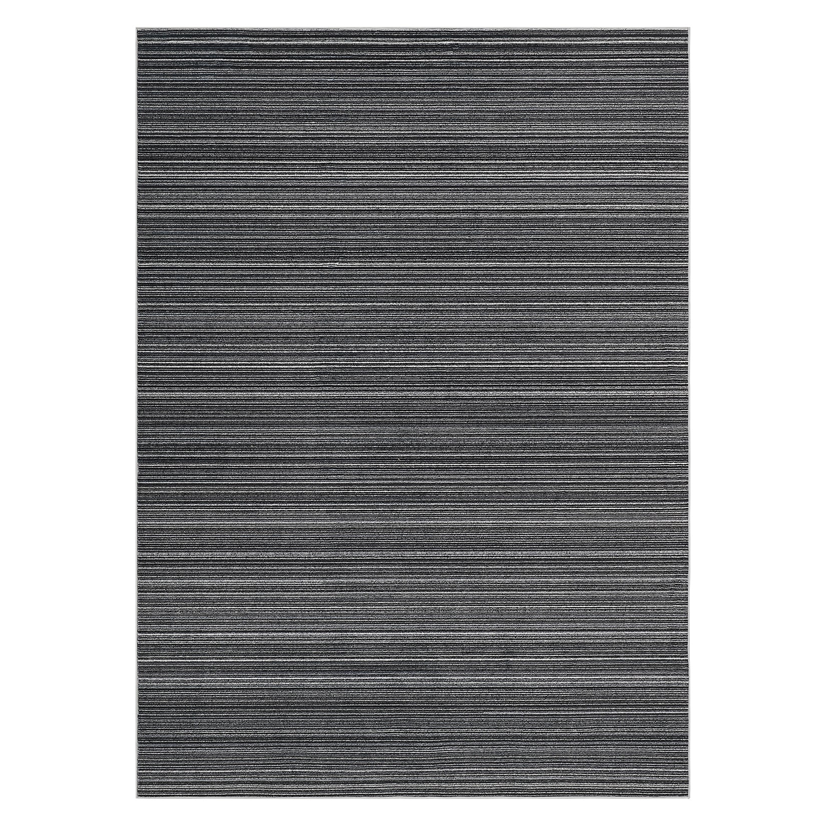 Garvee Modern Black Striped Washable Area Rug - Low Pile Non-Slip Contemporary Carpet - Soft, Collapsible, Mark Resistant Floor Mat for Living Room, Bedroom, Dining Room - Black, 8x10ft (244x305cm)