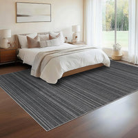 Garvee Modern Black Striped Washable Area Rug - Low Pile Non-Slip Contemporary Carpet - Soft, Collapsible, Mark Resistant Floor Mat for Living Room, Bedroom, Dining Room - Black, 8x10ft (244x305cm)