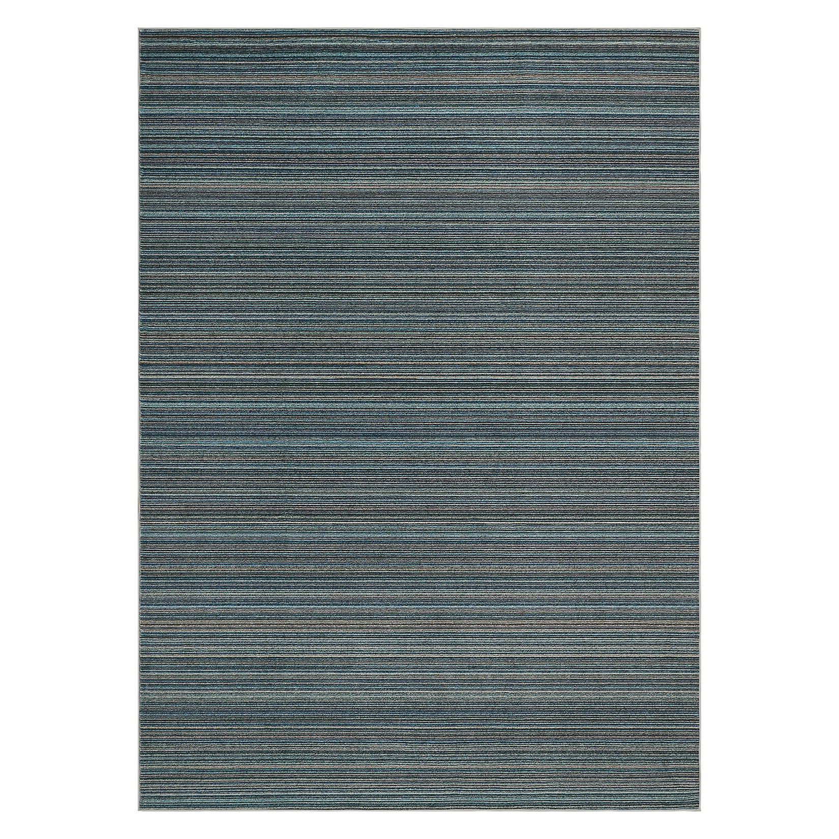 Garvee Modern Striped Washable Area Rug - Low Pile Non-Slip Contemporary Carpet - Soft, Collapsible, Mark Resistant Floor Mat for Living Room, Bedroom, Nursery - Blue, 8x10ft (244x305cm)