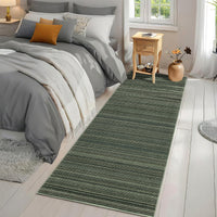 Garvee Modern Striped Washable Area Rug - Low Pile Non-Slip Contemporary Carpet - Soft, Collapsible, Mark Resistant Floor Mat for Living Room, Bedroom - Green, 9x12ft (274x366cm)