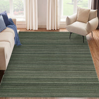 Garvee Modern Striped Washable Area Rug - Low Pile Non-Slip Contemporary Carpet - Soft, Collapsible, Mark Resistant Floor Mat for Living Room, Bedroom - Green, 9x12ft (274x366cm)