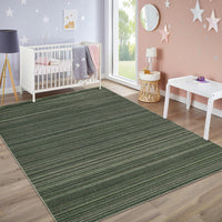 Garvee Modern Striped Washable Area Rug - Low Pile Non-Slip Contemporary Carpet - Soft, Collapsible, Mark Resistant Floor Mat for Living Room, Bedroom - Green, 9x12ft (274x366cm)