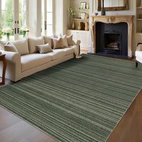 Garvee Modern Striped Washable Area Rug - Low Pile Non-Slip Contemporary Carpet - Soft, Collapsible, Mark Resistant Floor Mat for Living Room, Bedroom - Green, 9x12ft (274x366cm)