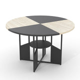 Garvee 47" Round Dining Table for 4, Wood Kitchen Table with Storage Shelf and Sturdy Pedestal Base, Space-Saving Dining Room Furniture for Small Spaces, Breakfast Nooks, Natural and White