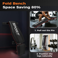 Garvee Banc de Musculation Réglable, 5 Niveaux d'Inclinaison/Déclin, Pliable, pour Entraînement à Domicile, Capacité de 300 kg, Réglage Rapide, Noir