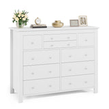 Garvee White 10 Drawer Dresser, 47"  Wooden Wide Chest of Drawers for Bedroom, Long Dresser TV Stand for Nursery, Living Room, Hallway