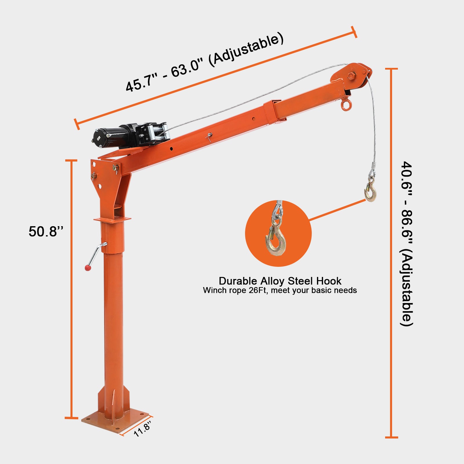 Garvee 1100 lb Electric Pickup Truck Crane with Electric Winch 3500 lb 12V, Folding Truck-Mounted Crane, Painted Steel Pickup Truck Jib Cranes Hoist 360° Swivel for Lifting Goods in Construction Factory