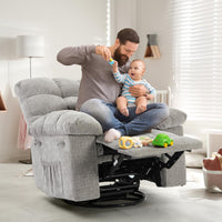 Fauteuil inclinable à bascule Garvee, fauteuil à bascule pivotant à 306° pour salon, fauteuil de nurserie en tissu rembourré avec poches latérales pour petits espaces, fauteuil inclinable simple Lazy Boy à cadre en acier q235