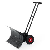 Garvee Snow Shovel Pusher 39" Wide with Adjustable Angle & Height Dual Rod Handle, Ergonomic Double-Rod Metal Frame, Anti-Slip Wheels for Driveways and Sidewalks - Black & Red
