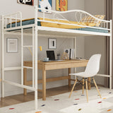 Garvee Loft Bed Twin Size with Removable Ladder & Full Safety Guardrail, Twin Loft Bed Heavy-Duty Metal Frame 400 Lbs Weight Capacity, Space Saving, No Box Spring Needed & Noise Free, Cream White - Silver Gray