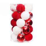 Garvee 25 PCS 2.36 Inch Christmas Ornaments Set, 4 Color Shatterproof Plastic Ball Decorations for Xmas Tree Decor, Hanging Ball Ornaments Holiday Party Decor Supplies（Red and White） - Red And White