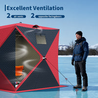 Garvee Insulated Pop-Up Ice Fishing Shelter – 2-3 Person Portable Winter Tent with Windows, Zippered Door, Integrated Light Strip, Carry Bag, Anchors & Wind Rope – Durable Ice Shanty for Outdoor Ice