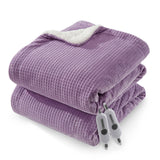 Garvee Electric Heated Blanket King Size with Dual Controllers, Fast Heating Throw with 4 Adjustable Heat Levels, Soft Waffle Embossed, Machine Washable, 90"x100" Purple - Purple