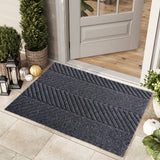 Garvee Front Door Mat for Outdoor Entry, 24x35 in Non Slip Weatherproof Entrance Doormat, Heavy Duty Waterproof Weather Mat for Hallway Entryway Mudroom Porch, Black - Grey