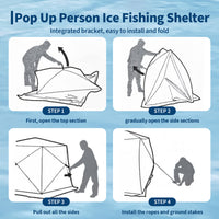 Garvee Insulated Pop-Up Ice Fishing Tent – 5-7 Person Spacious Shelter with Double Zippered Doors, 2x49ft LED Light Strips, Windproof, Easy Setup, Carry Bag, Anchors, Battery Packs – Red + 2 Side Black