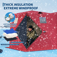 Garvee Pop Up Ice Fishing Shelter Tent with 49ft LED Light Strip, Windproof Portable Hub Design, Fits 5-7 People, 69 sq ft Fishable Area, Red