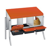 Garvee Chicken Nesting Box 3-Compartment Roll Away – Removable Trays – Heavy Duty Metal – Wall Mount with Bracket Legs – Orange – Three Grids + Bracket - Orange