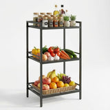Garvee 3 Tier Bathroom Shelf, Freestanding Metal Storage Rack Shelving Unit, Multipurpose Rack Organizer for Bathroom, Laundry, Kitchen, Office, Entryway, Small Spaces, Black - Black-3 Tier