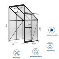 Garvee 4 x 4 Ft Polycarbonate Greenhouse with Aluminum Frame for Outside Use, Black Oxide