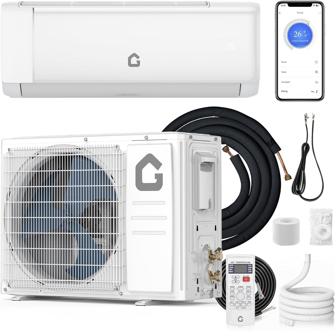 Garvee 9000 BTU Ductless Mini Split Air Conditioner & Heater - 19 SEER2 Inverter - WiFi & Alexa Enabled - 115V - Quiet Cooling & Heating for 550 Sq.Ft - Remote & App Control - Self-Cleaning - Wall Mounted - Installation Kit Included - US Standard
