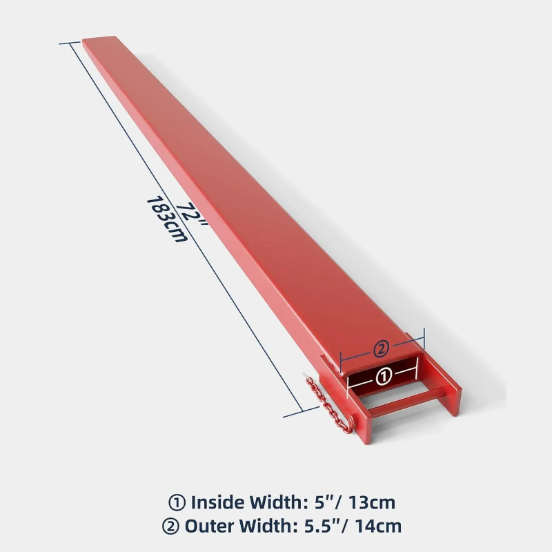 Garvee Fork Extensions, 72” Length Pallet Fork Extensions, 5.3” Width Fork Extensions, Heavy Duty Fork Extensions for Forklifts, 1 Pair Forklift Extensions for Forklift Truck Forklift Loaders, Red