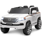 Garvee Ride - P Series: 12V Toyota Land Cruiser Kids' Car: Remote, LED, 3 Speeds, Dual 45W Motors, USB Music, Seat Belt, CPC & ASTM Approved - White - White