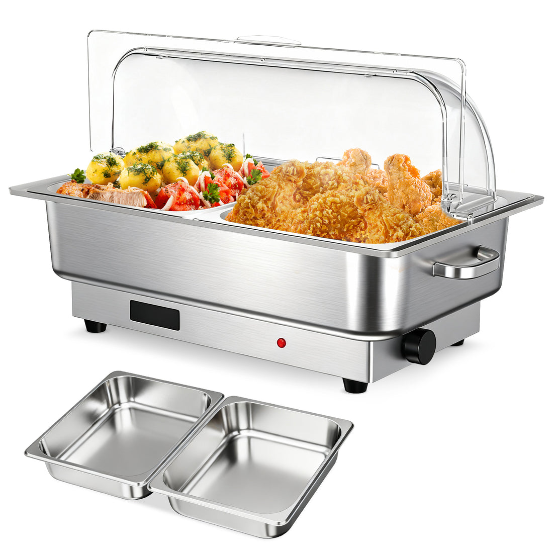 Garvee Electric Chafing Dish Buffet Set 2 x 4.5 QT Stainless Steel Food Warmers Temperature Control Wedding Parties 23in