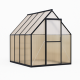 Garvee 6'x7' Aluminum-Framed Polycarbonate Greenhouse, Heavy Duty Polycarbonate Greenhouse With Quick Setup Structure and Roof Vent, Large Enhanced Aluminum GreenhouseKit for Outdoors - Black