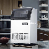 Garvee High-Efficiency Commercial Ice Maker Machine – 100lbs/24H, 33lbs Storage, Stainless Steel, Under Counter, Self-Cleaning, Dual Water Inlet, LED, Fast 45pcs Clear Ice, for Bar, Restaurant, Office, Silver Black