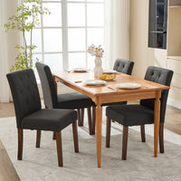 Garvee Parsons Button Tufted Dining Chairs Set of 2 - Upholstered Fabric Kitchen Chairs with Wood Legs & Padded Seats - Black - Living Room Kitchen Furniture