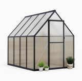 Garvee 6'x9' Aluminum-Framed Polycarbonate Greenhouse – Heavy Duty Greenhouse Kit with Quick Setup, Roof Vent - Black