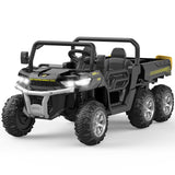 Garvee 24V Electric Dump Truck for Kids, 2 Seater Ride On Car with Parent Remote Control, 4WD 6-Wheel, UTV Style Dump Bed, Bluetooth Music, Black - Black
