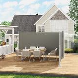 Garvee 71''x236'' Retractable Privacy Screen Double Side Awning for Patio, Outdoor Retractable Folding Privacy Screen Divider for Garden, Backyard - Grey