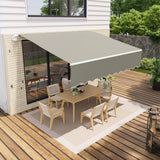 Garvee Manual Retractable Awning 13'x10' Waterproof UV50+ 280g Polyester Heavy-Duty Aluminum Frame Adjustable Roll-Out Gray Patio Deck Porch - Grey