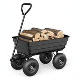 Garvee 600lbs Poly Dump Cart Heavy Duty Yard Garden Cart Quick Dump 10" No-Flat Tires Steel Brackets Removable Dividers ATV Lawn Tractor Hauling - Black
