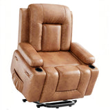 Garvee Power Lift Recliner Chair - Heat and Massage, Adjustable Back and Legs, PU Leather Electric Lift Chair Designed for Mobility Aid Elderly Relaxation, Brown - Brown