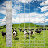 GARVEE 6'x164' No-Climb Fence - Heavy Duty Galvanized Steel w/Reinforced Knots (Zinc Coated, Pre-Rolled for Ranch/Pasture) - Silver
