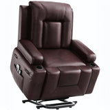 Garvee Oversized Power Lift Recliner Chair, Heat and Massage, PU Leather Electric Lift Recliner for Elderly, Seniors & Mobility, Wide Electric Massage Chair with Remote Control, Claret - Claret