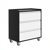 Garvee Heavy Duty Metal Tool Cart with 3 Drawers - Mobile Storage Cabinet & Rolling Tool Box - Durable Steel Construction - Compact Design for Garage, Workshop, Office, Warehouse - Light Grey and Dark Grey Color Matching