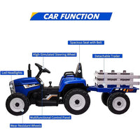 Garvee Ride - P Series: 12V Electric Tractor & Trailer for Kids, 3-6 Yrs - With RC - Blue / 25W